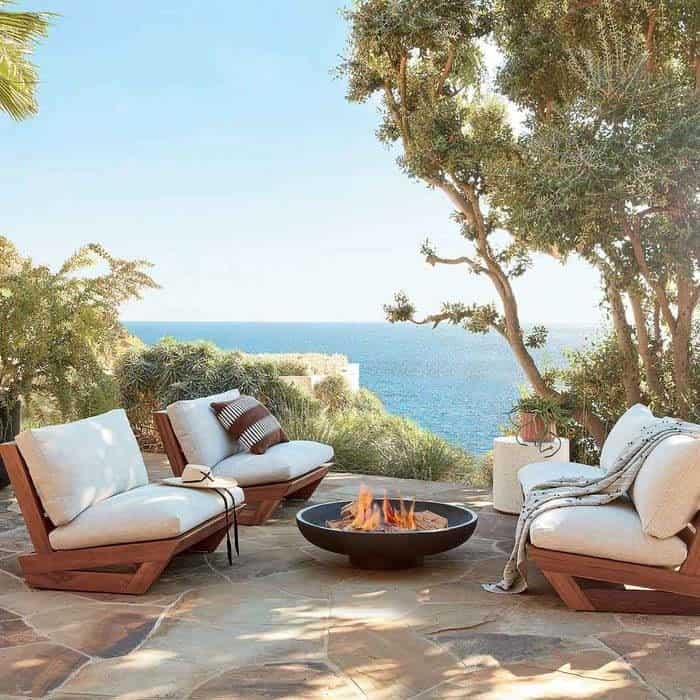 Enjoy Cozy Nights with Plush Loungers and Metal Fire Bowl