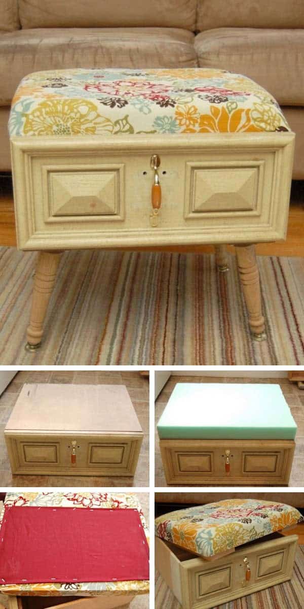 Repurpose Drawers Into Stylish Ottomans