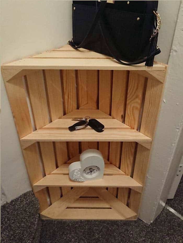 Standing Corner Crate Shelf