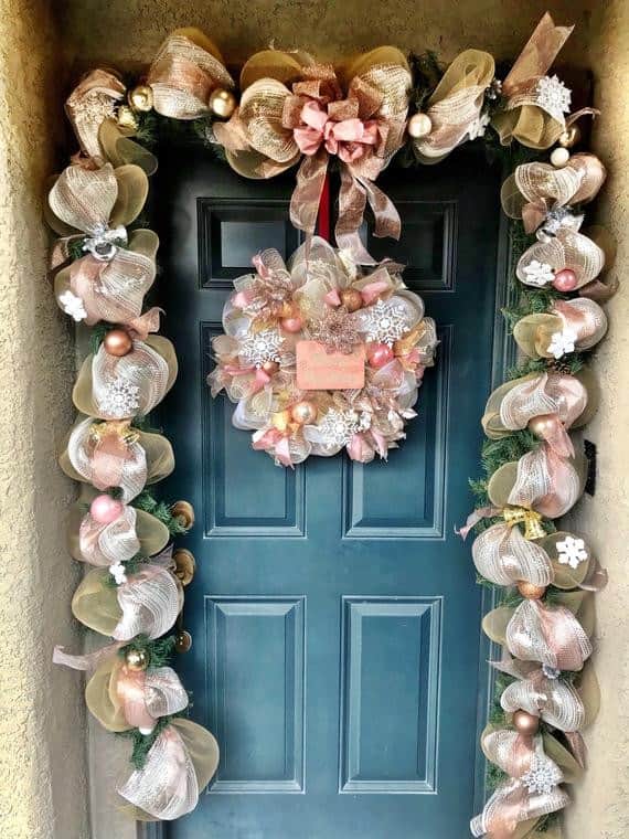 Welcome Guests with a Rose Gold Door Surround Wreath