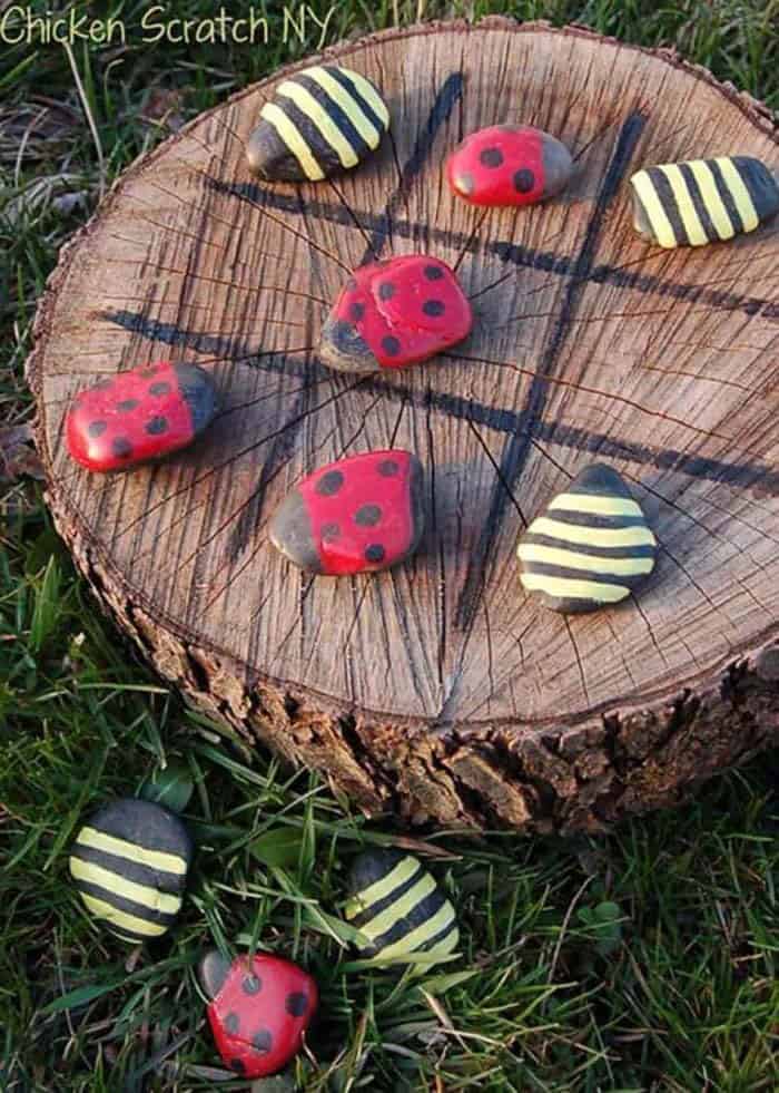 Wood Slice Tic-Tac-Toe Board