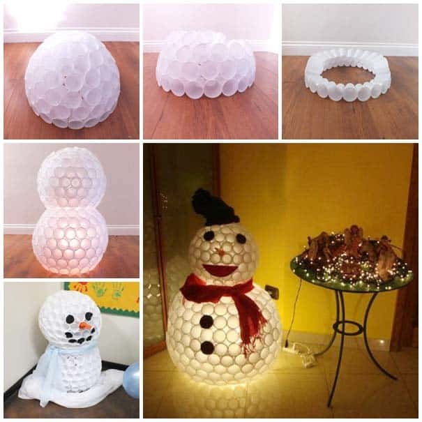 Build a Beautiful Snowman from Plastic Cups