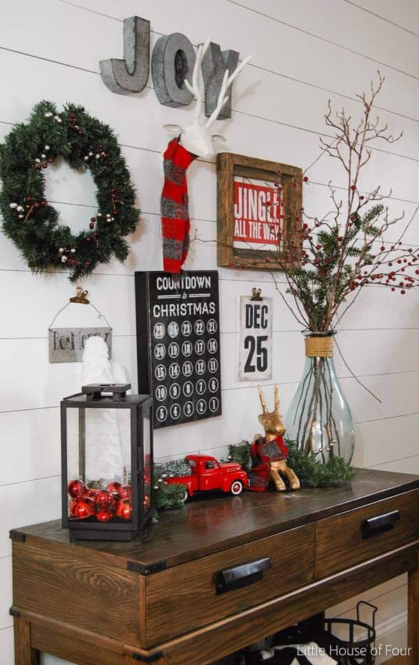 Spread Festive Cheer with a Unique Dark Wood Foyer Table