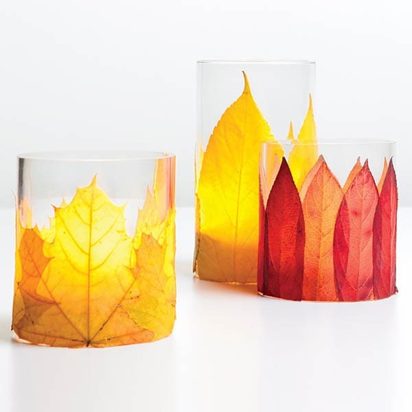 Decorate Your Mason Jar Luminaries with Fall Leaves