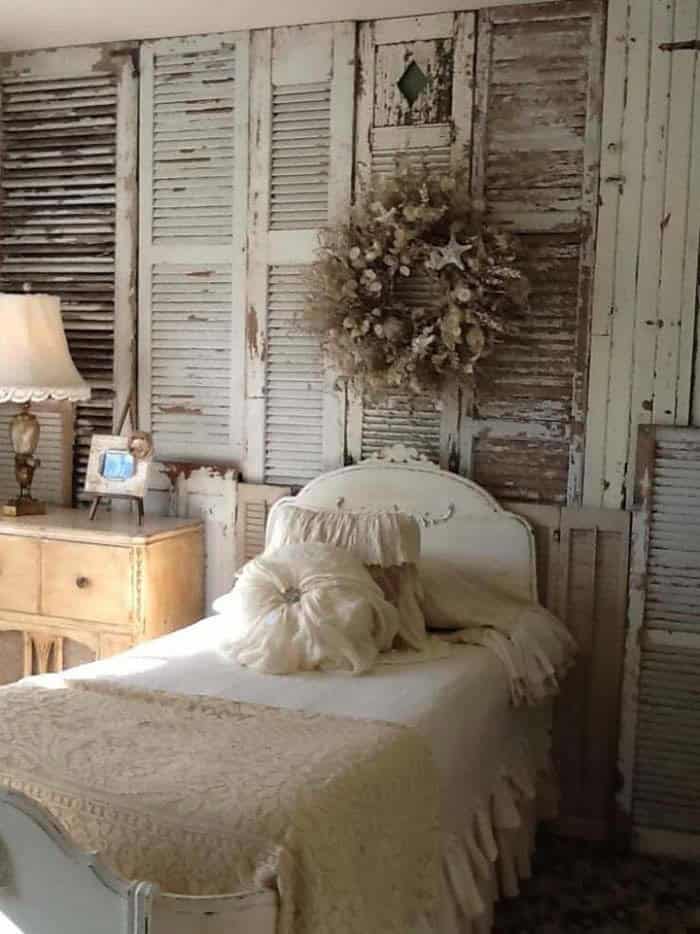 Charming Cottage Wall From Antique Shutters