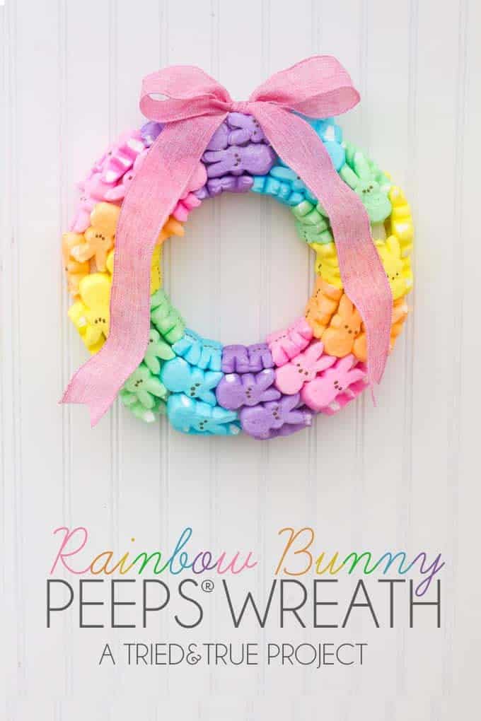 Create a Rainbow Bunny Wreath with Peeps