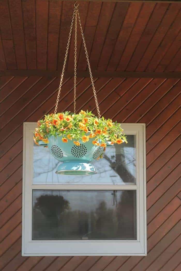 Turn a Traditional Cottage Colander into a Flower Pot