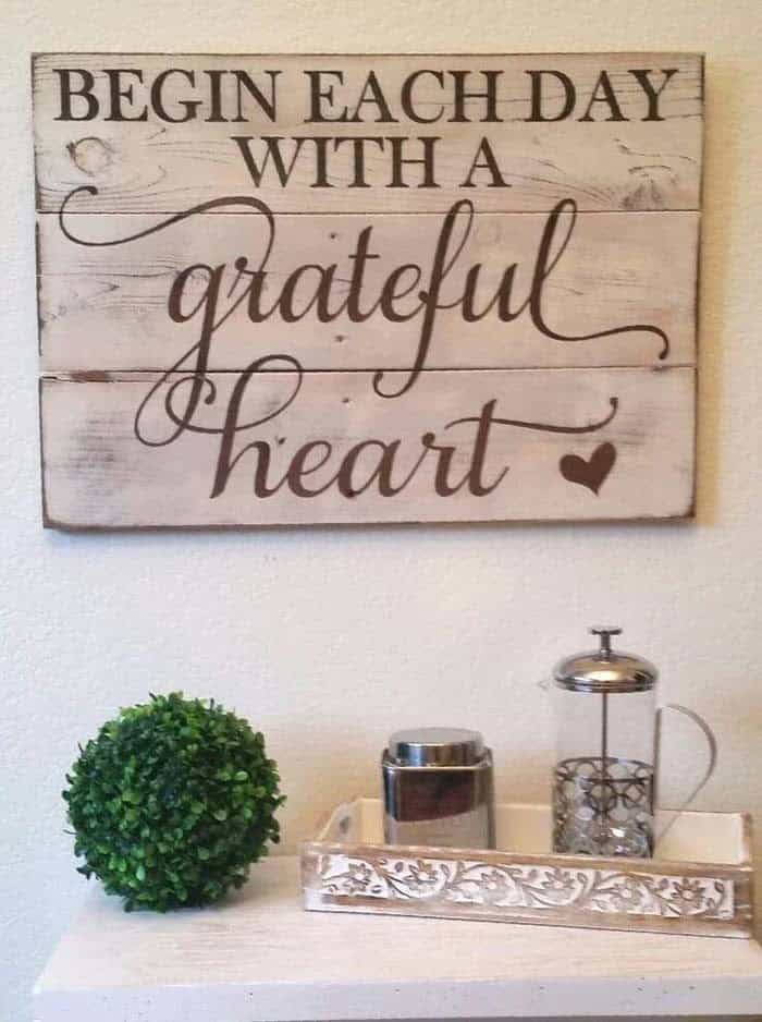 Grateful Heart Wall Sign