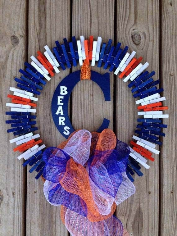 DIY Chicago Bears Clothespin Wreath