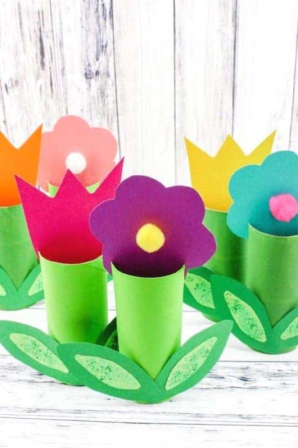 Cardboard Roll Flower Garden