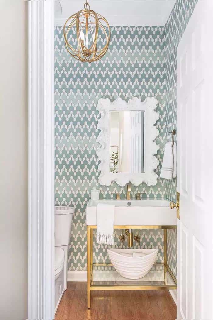 Gold Accents Make The Powder Room Elegant