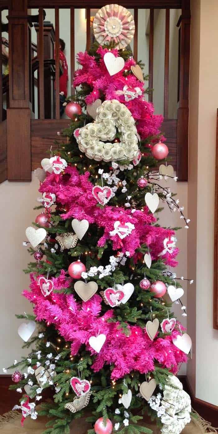 Spruce Up a Green Tree with White and Pink for Valentine’s