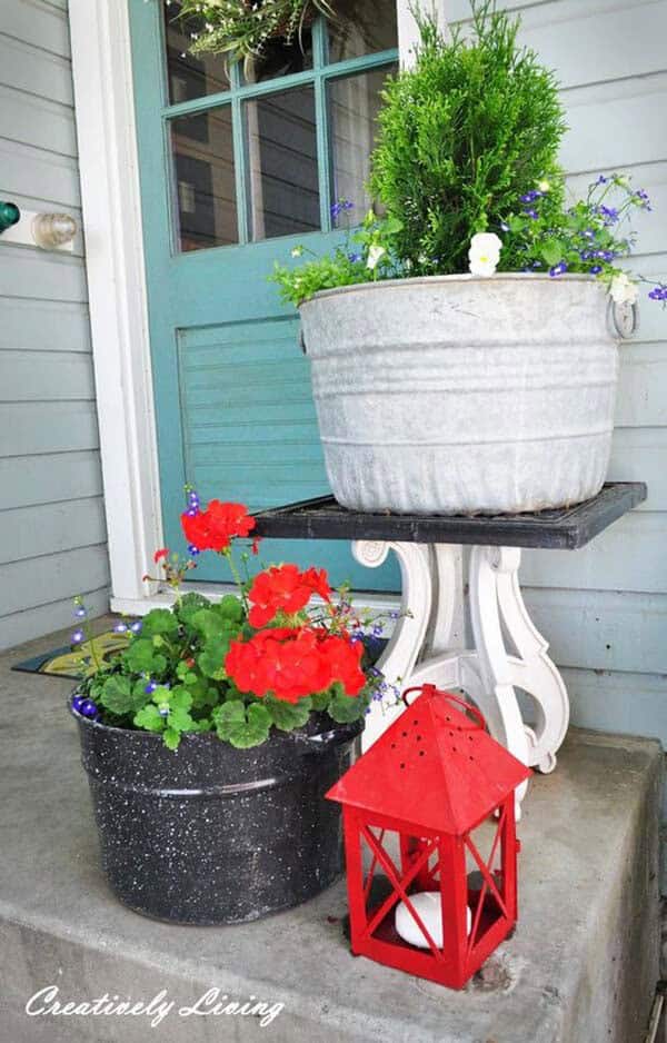 Utilize Vertical Space on a Small Porch for a Countryside Look