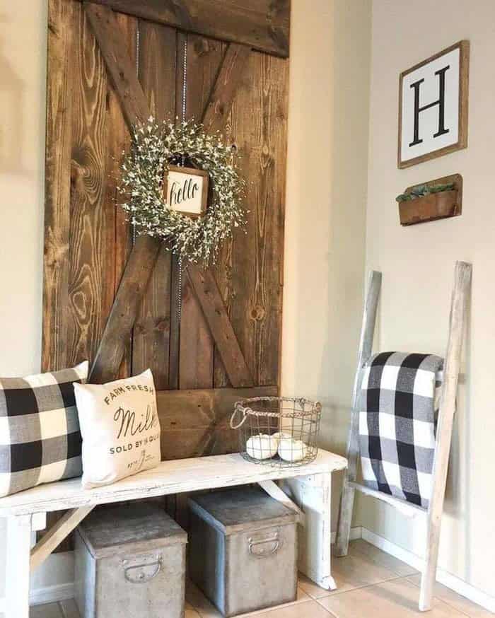 Create a Rustic Country Entryway with Repurposed Barn Door