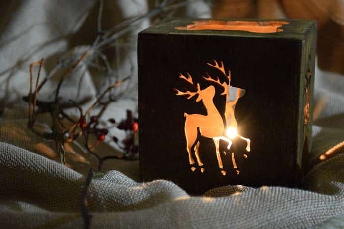 Cutout Reindeer Candle Cube