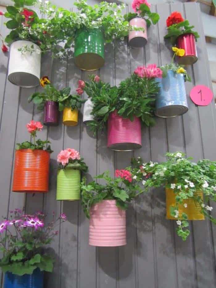 Upcycled Colorful Can Wall