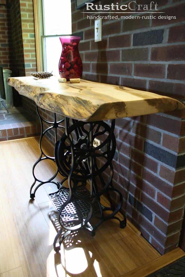 Repurpose Old Sewing Machine Legs for Entryway Tables