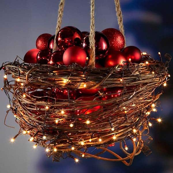 Brighten Outdoor with a Rustic Christmas Ornament Basket