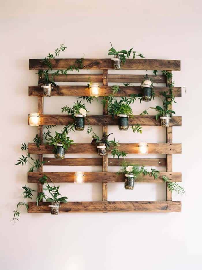 Upcycled Pallet Mason Jar Planters