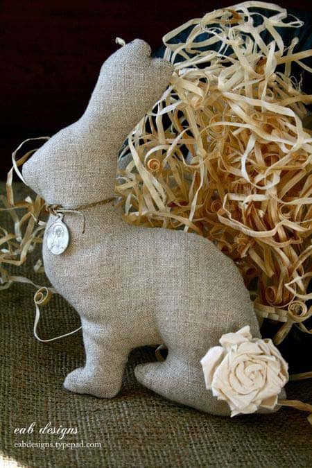 Make a Rustic Burlap Bunny with Greenery Backdrop