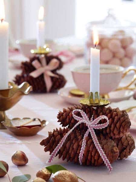 Add More Glamor to Christmas Season with Pinecone Candles