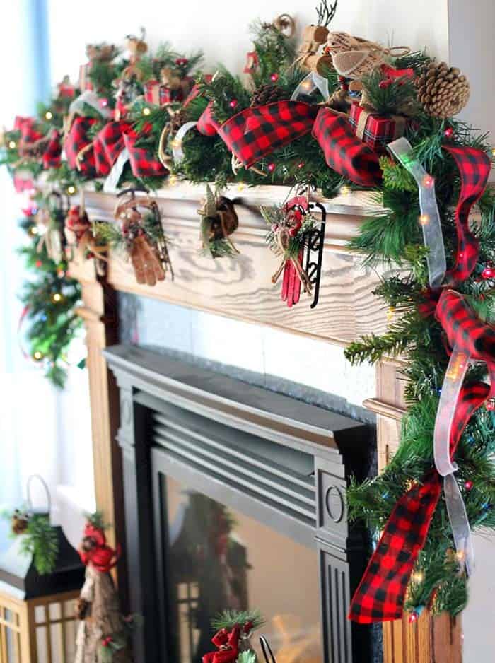 Brighten Your Mantel with a Buffalo Plaid Garland