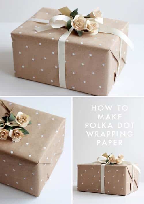 Add Roses to Polka-Dotted Kraft Paper