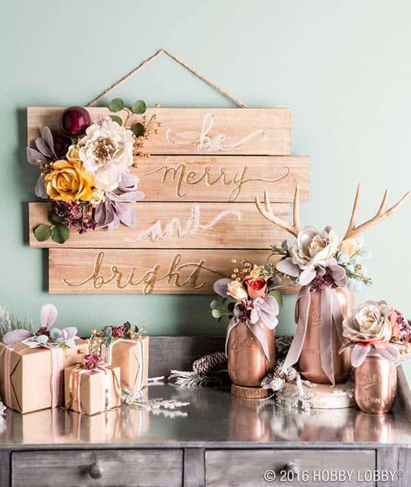 Impress Guests with a Rose Gold Christmas Entryway