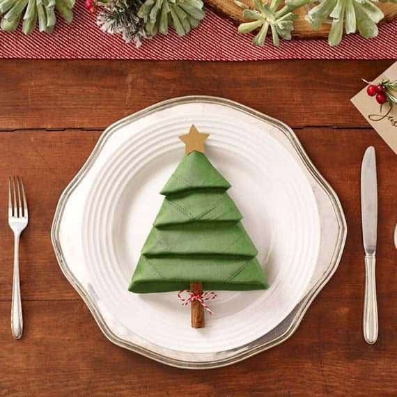 Holiday Napkin Tree Table Setting