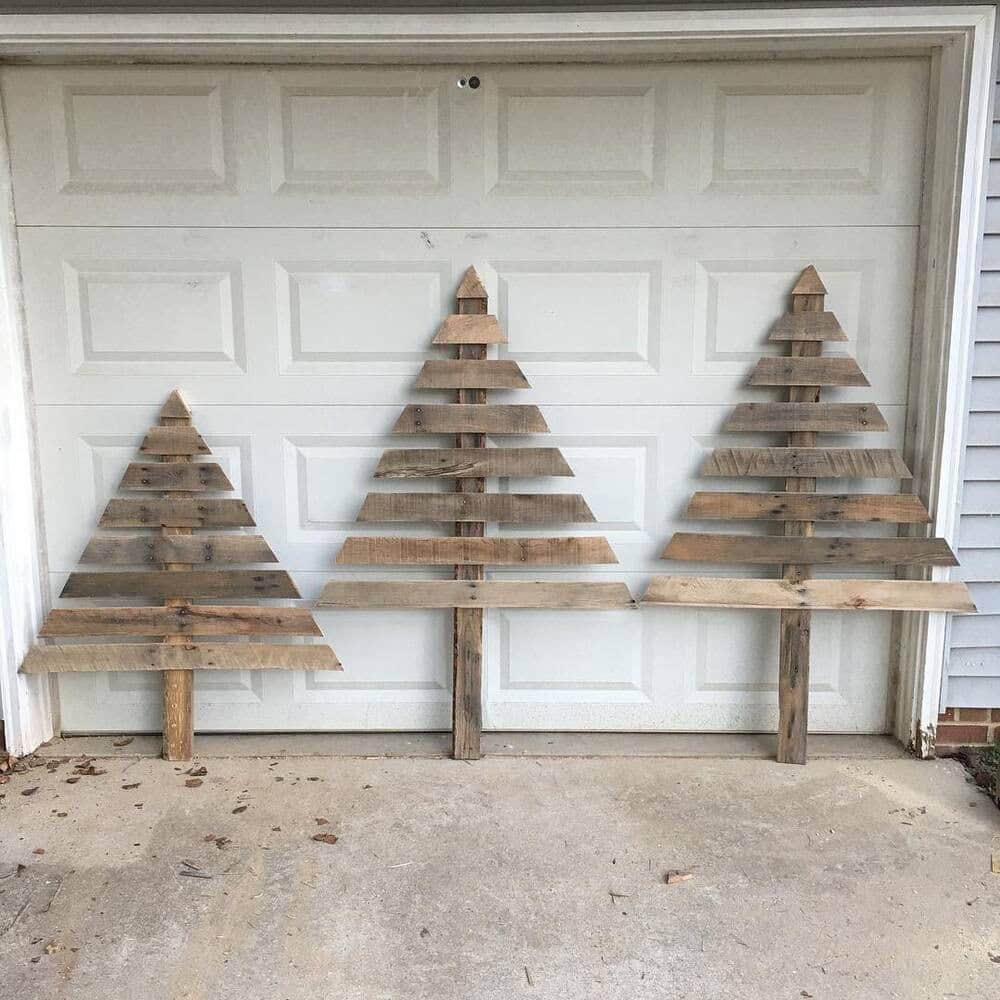 Create a Rustic Entrance with Wooden Christmas Trees