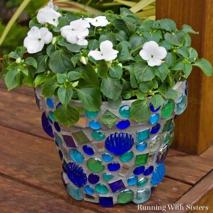 Colorful Twinkling Glass Tile Pots