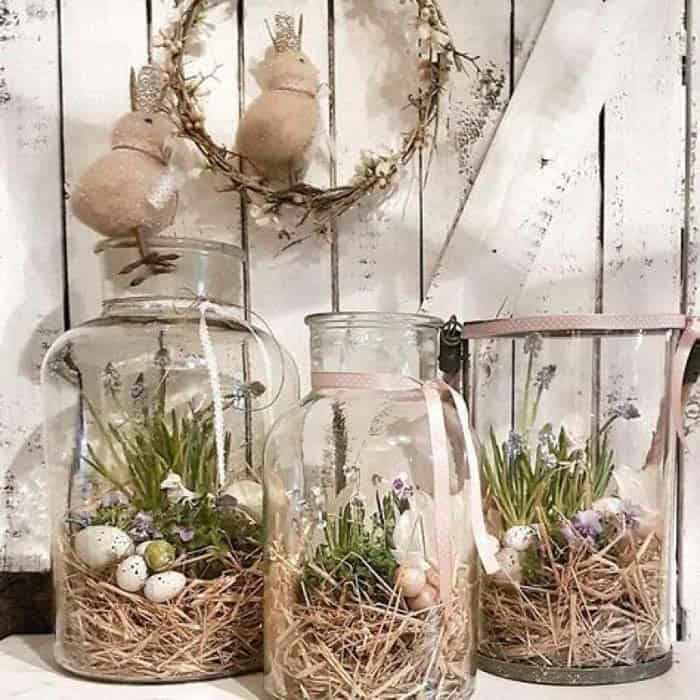 Make Rustic Easter Decor with Glass Jars