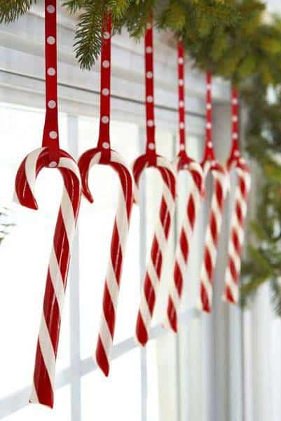 Candy Canes Brighten A Window Hanging