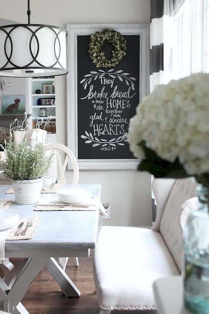 Chalkboard Sign Adds Inspiring Touch to Dining Room Decor