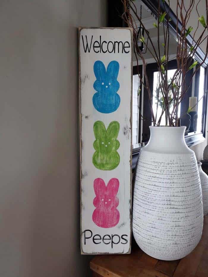 Colorful Peep Bunny Welcome Sign