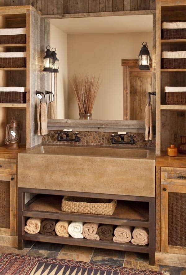 Bring a Mediterranean Vibe with Brown Bathroom Sink Decor