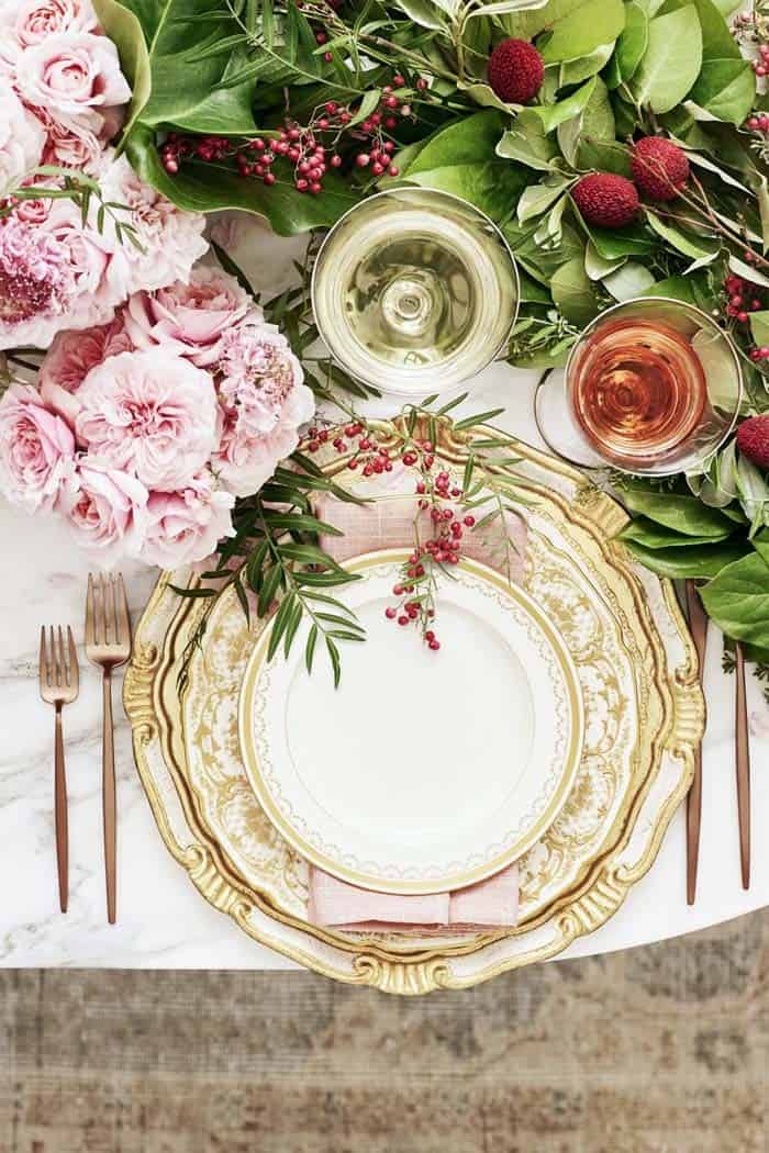 Add Flowers And Greenery To A Tablescape