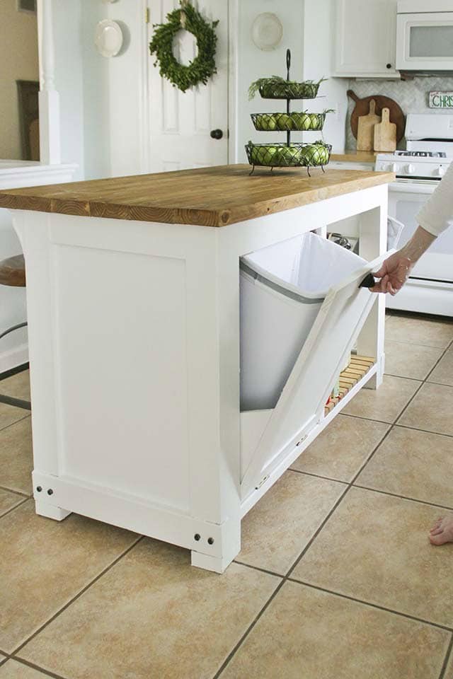 DIY Kitchen Island with Trash Storage