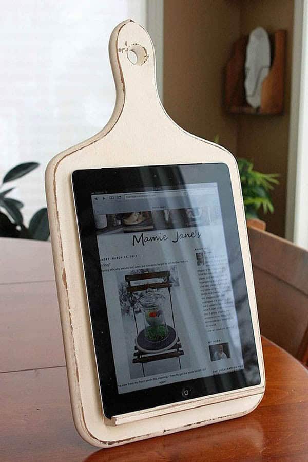 Repurpose a Kitchen Chalkboard into a Tablet Holder