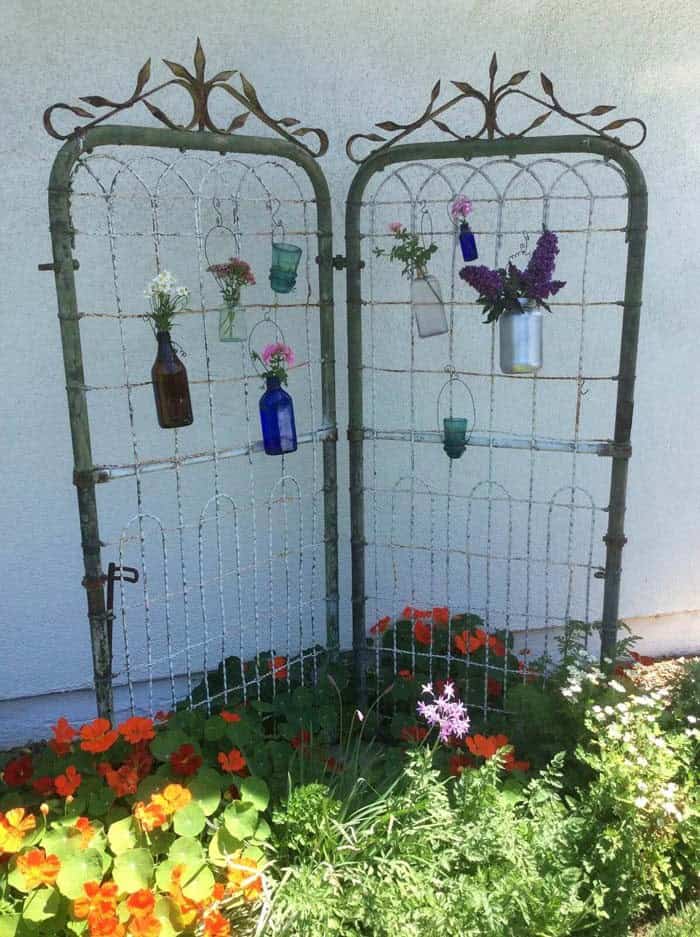 DIY Flower Garden with Repurposed Iron Gate