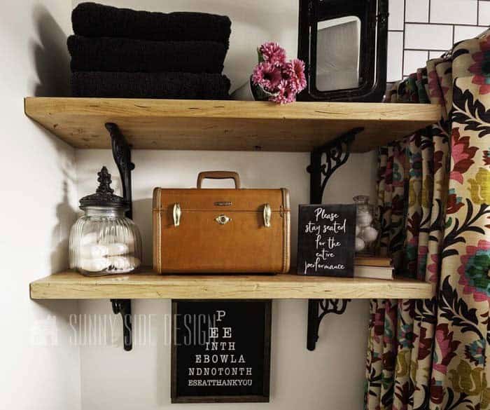 Wood Shelf And Black Hardware Storage Area