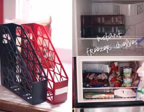 Repurpose Office Organizers as Freezer Shelves