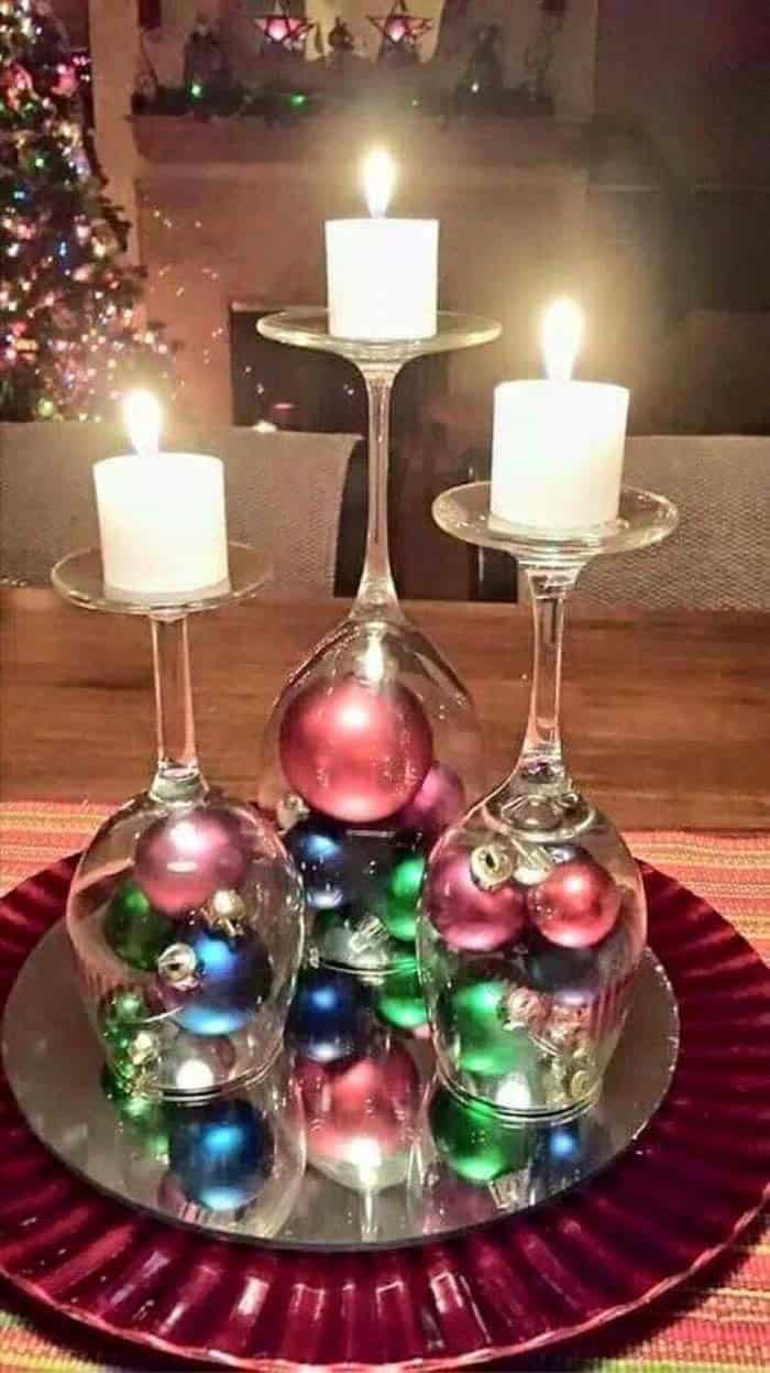 Repurposed Wine Glass Candle Holders