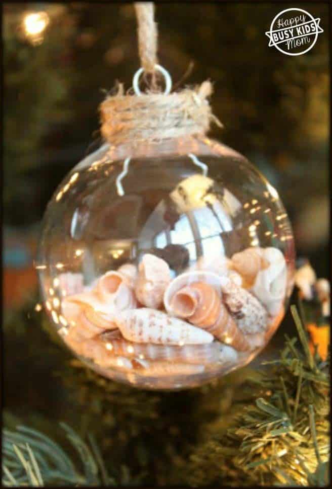 Coastal Christmas Shell Filled Ornament