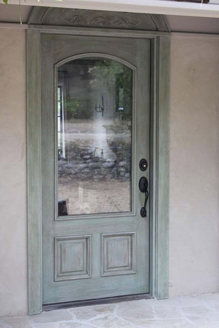 Antiqued Door With Large Window