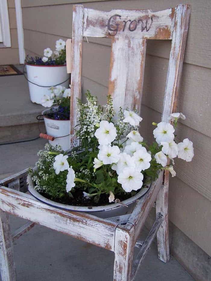 Upcycled Vintage Chair As Planter