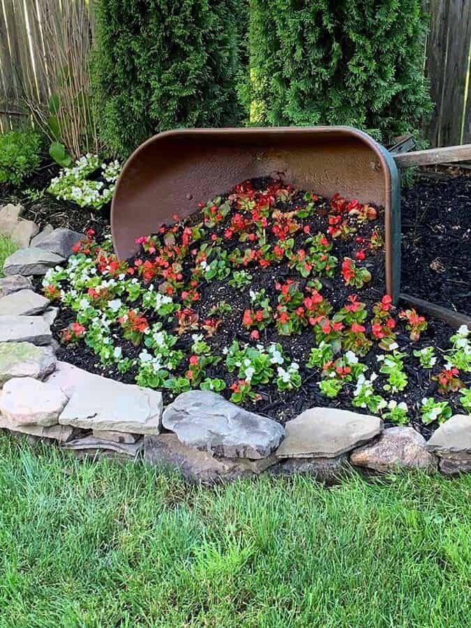 Rusted Wheelbarrow Garden Accent for a Storybook Setting