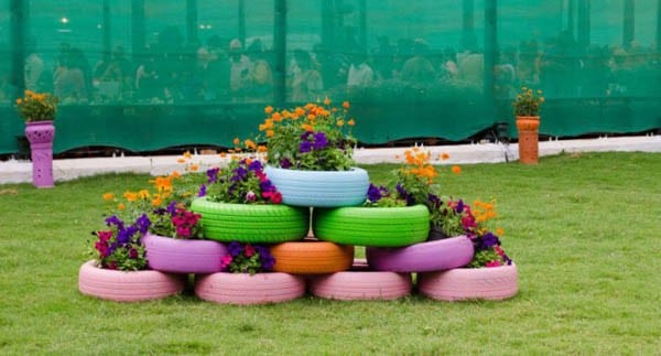 Turn Old Tires into a Colorful Tiered Flower Garden