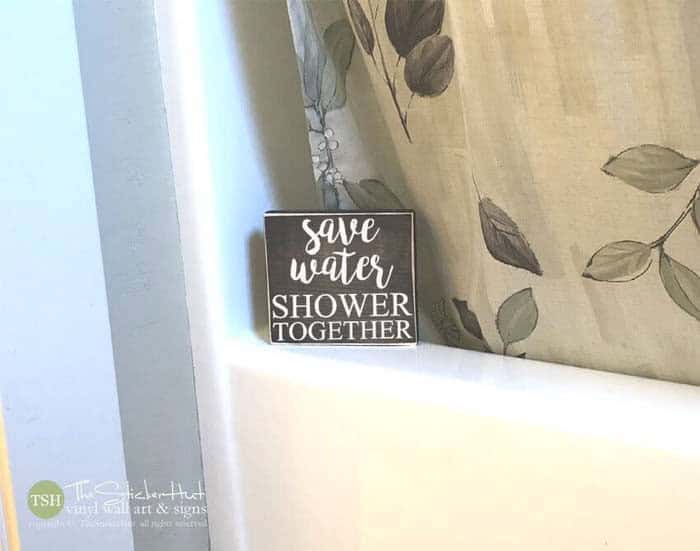 Save Water Shower Together Wood Art