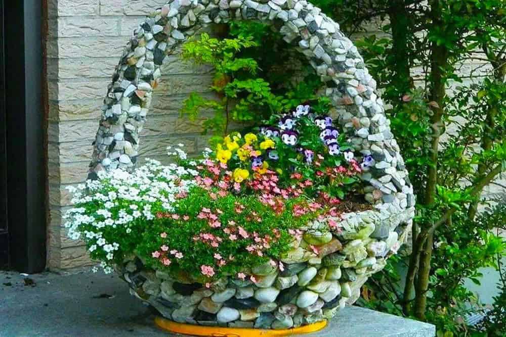 Floral Stone Basket